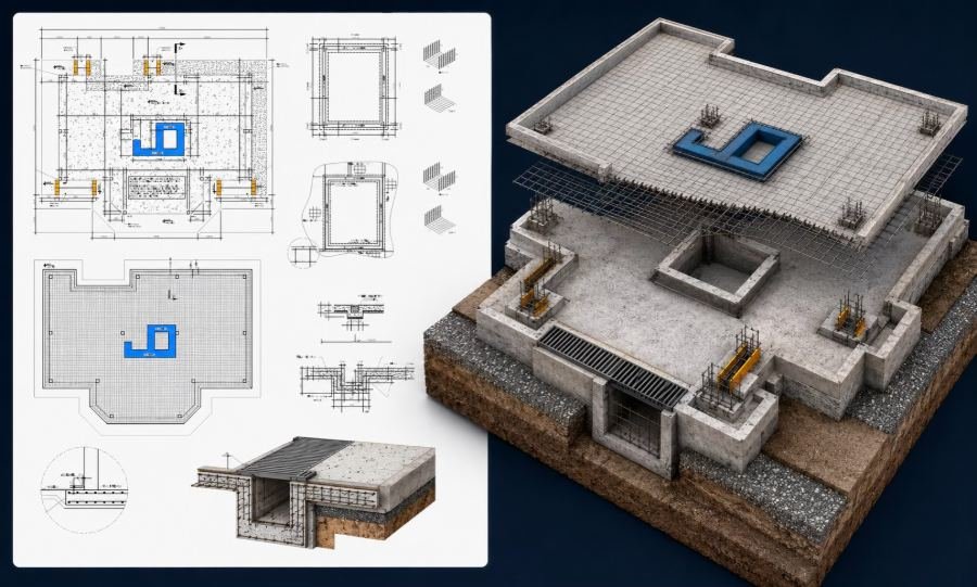 Detalhamento de estruturas e fundações das edificações de apoio